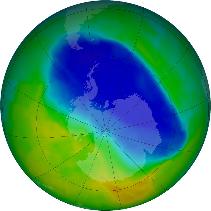 Antarctic ozone map for 17 November 2011
